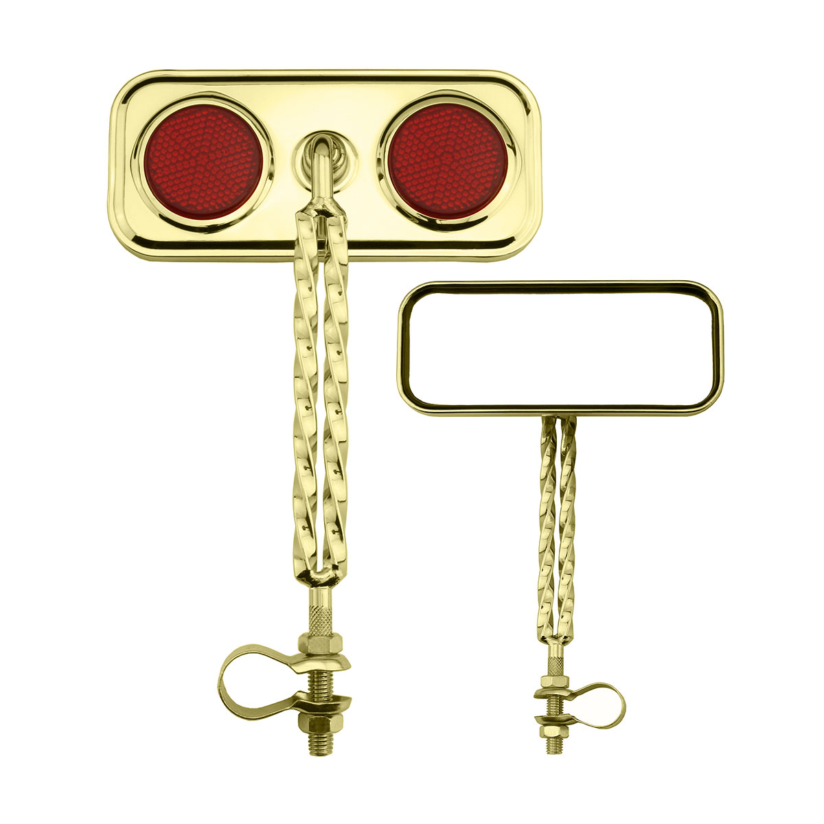 Rectangle Double Square Twisted Mirror Gold Red Reflectors.